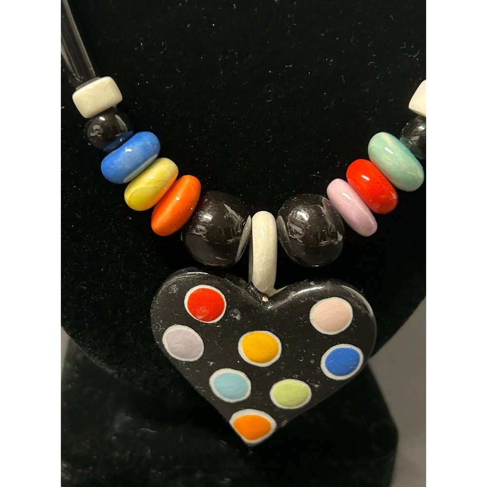 Ruby Z Candace Loheed Ceramic Heart Polka Dot Necklace